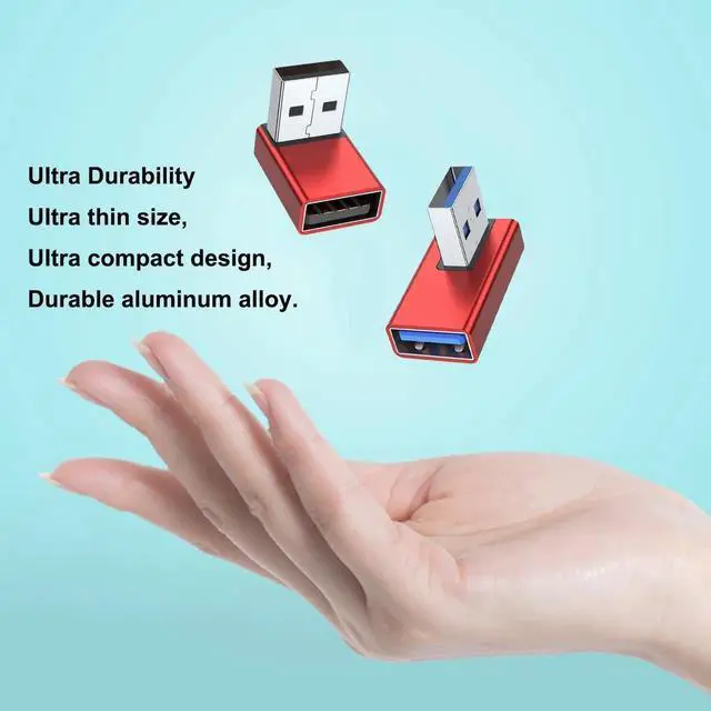 Alt view image 2 of 7 - 4 Pack 90 Degree USB 3.0 Male to Female Adapter, Up/Down/Left/Right Angled USB A Extender Converter, Compatible with PC, Laptop, Power Bank, USB Chargers, Red