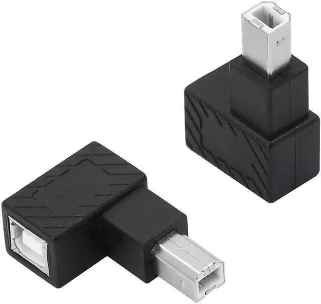 Main image of 2 Pack 90 Degree Right Angle USB 2.0 Type-B Male to Female Printer Adapter, 480Mbps High Speed Plug and Play Converter for Printers, Scanners, PC