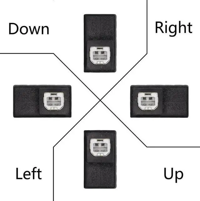 Alt view image 2 of 6 - 2 Pack 90 Degree Right Angle USB 2.0 Type-B Male to Female Printer Adapter, 480Mbps High Speed Plug and Play Converter for Printers, Scanners, PC