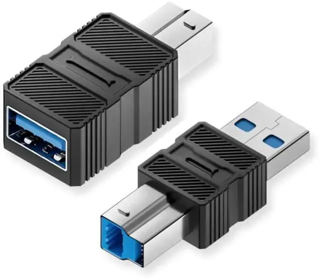 Main image of 2 Pack USB 3.0 Type A Male/Female to USB 3.0 Type B Male Adapter, High Speed Converter for Printer, External Hard Drive, Camera & Scanner