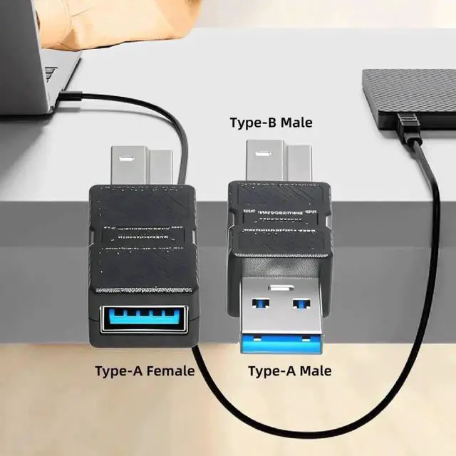 Alt view image 3 of 7 - 2 Pack USB 3.0 Type A Male/Female to USB 3.0 Type B Male Adapter, High Speed Converter for Printer, External Hard Drive, Camera & Scanner