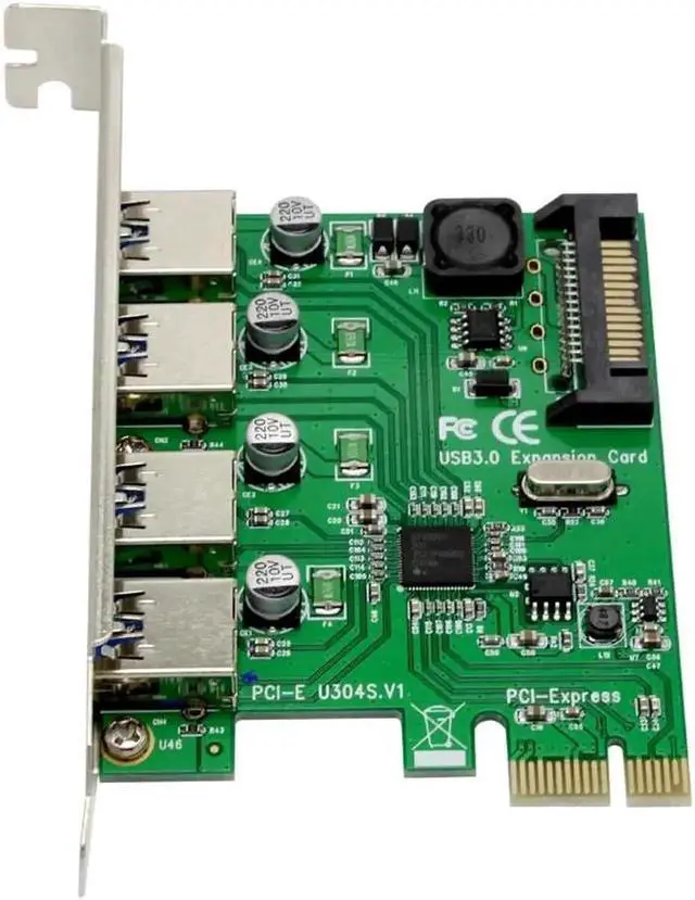 Main image of 4-Port USB 3.0 PCIe Expansion Card, PCI Express to USB3.0 Adapter Converter, Compatible with PCIe x1/x4/x8/x16 Slots for Desktop PC