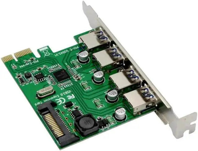 Alt view image 2 of 6 - 4-Port USB 3.0 PCIe Expansion Card, PCI Express to USB3.0 Adapter Converter, Compatible with PCIe x1/x4/x8/x16 Slots for Desktop PC