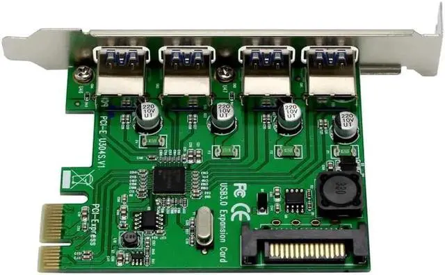 Alt view image 6 of 6 - 4-Port USB 3.0 PCIe Expansion Card, PCI Express to USB3.0 Adapter Converter, Compatible with PCIe x1/x4/x8/x16 Slots for Desktop PC