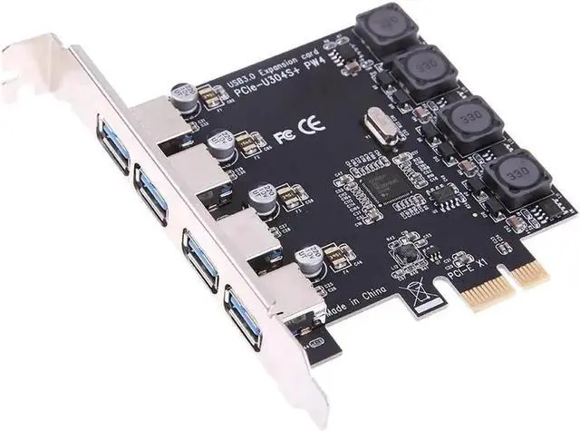 Alt view image 2 of 2 - PCI Express 4-Port USB 3.0 Expansion Card, PCIe X1/X4/X8/X16 Compatible SuperSpeed USB 3.0 Controller Adapter for Desktop PC Motherboard