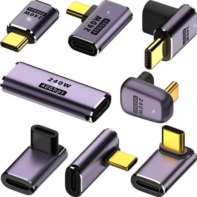 Main image of 8 Pack USB-C Extender Adapters, 240W PD 40Gbps USB4 8K@60Hz, Right 90° Angle, Straight & U-Shape Type-C Male to Female/Female to Female Converter, Compatible with Steam Deck, ROG Ally, Meta Quest, iPa