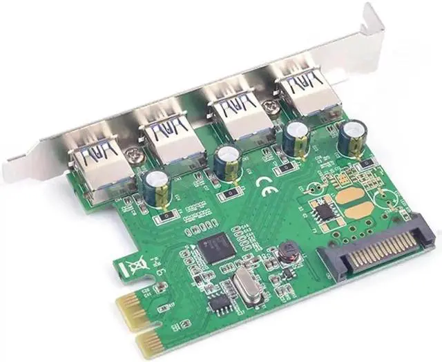 Alt view image 3 of 6 - 4 Port USB 3.0 PCIe X1 Expansion Card, Renesas (NEC) Chipset, 15-Pin SATA Power Supply, SuperSpeed 5Gbps PCI-E USB Controller Adapter for Desktop Motherboard