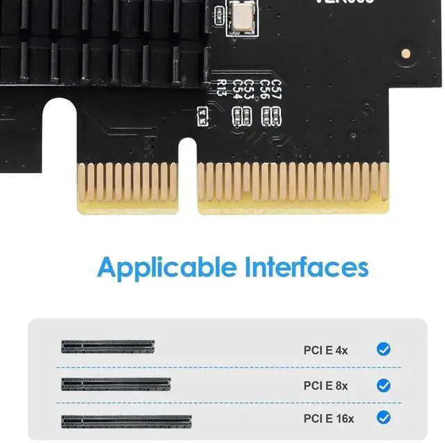 Alt view image 7 of 7 - PCIe X4 to 4 PCIe Slot Multiplier Riser Card, 4-Port USB 3.0 PCI-E Signal Splitter Expansion Adapter for GPU Bitcoin Crypto Mining Rig