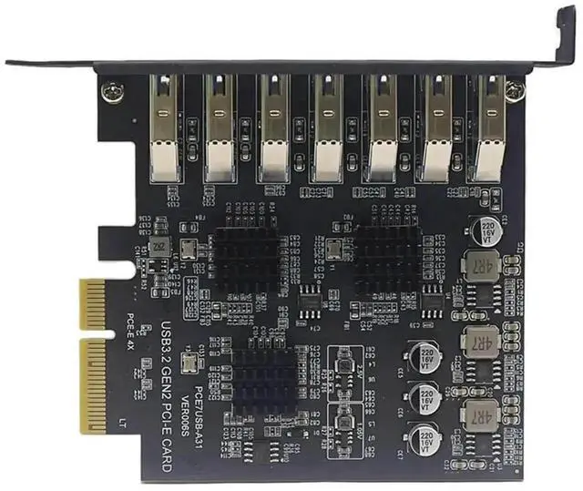 Alt view image 3 of 3 - PCIe X4 USB 3.2 Gen 2 Expansion Card, 7 Ports USB 3.0 Type-A 10Gbps PCI-E Controller Adapter, SuperSpeed PCI Express Add On Card for Desktop Motherboard