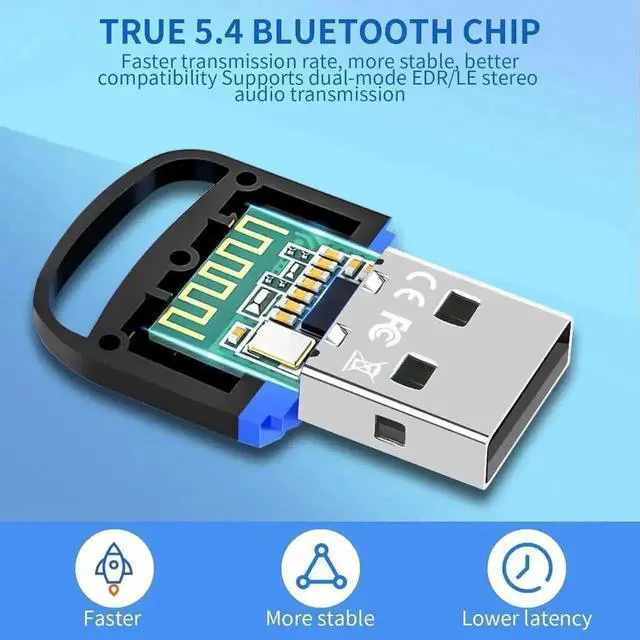 Alt view image 6 of 6 - USB Bluetooth 5.4 Adapter for PC, Plug & Play Bluetooth Dongle Receiver Supports BR+EDR+BLE LMP13.X, Long Range Wireless Bluetooth Converter for Desktop Laptop, PS/Xbox Controller, Keyboard, Mouse, He
