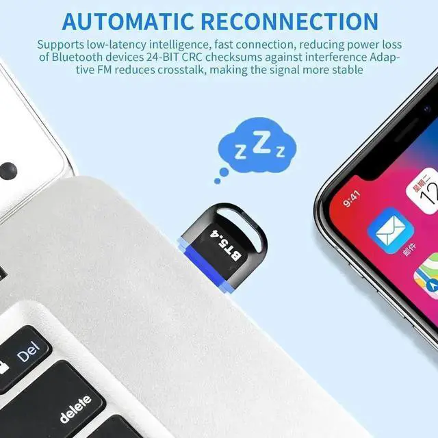 Alt view image 3 of 6 - USB Bluetooth 5.4 Adapter for PC, Plug & Play Bluetooth Dongle Receiver Supports BR+EDR+BLE LMP13.X, Long Range Wireless Bluetooth Converter for Desktop Laptop, PS/Xbox Controller, Keyboard, Mouse, He