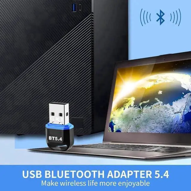 Alt view image 4 of 6 - USB Bluetooth 5.4 Adapter for PC, Plug & Play Bluetooth Dongle Receiver Supports BR+EDR+BLE LMP13.X, Long Range Wireless Bluetooth Converter for Desktop Laptop, PS/Xbox Controller, Keyboard, Mouse, He