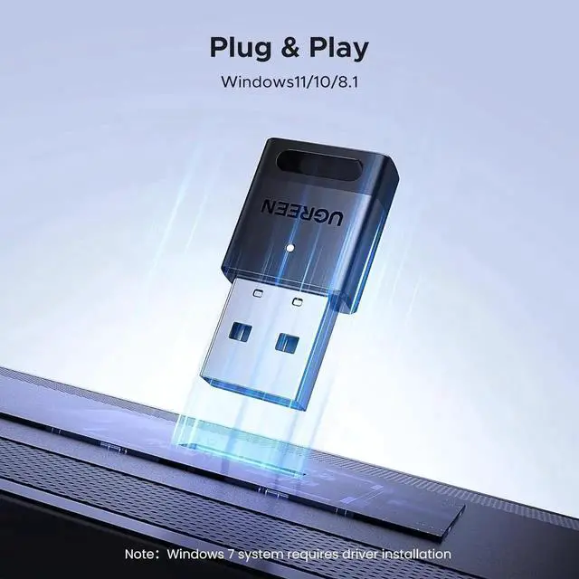 Alt view image 5 of 6 - UGREEN USB Bluetooth 5.4 Adapter for PC, Bluetooth Dongle Receiver Transmitter EDR & BLE, Plug & Play for Windows 11/10/8.1, Wireless Connect Keyboard, Mouse, Headphones, Speakers, Printers for Deskto