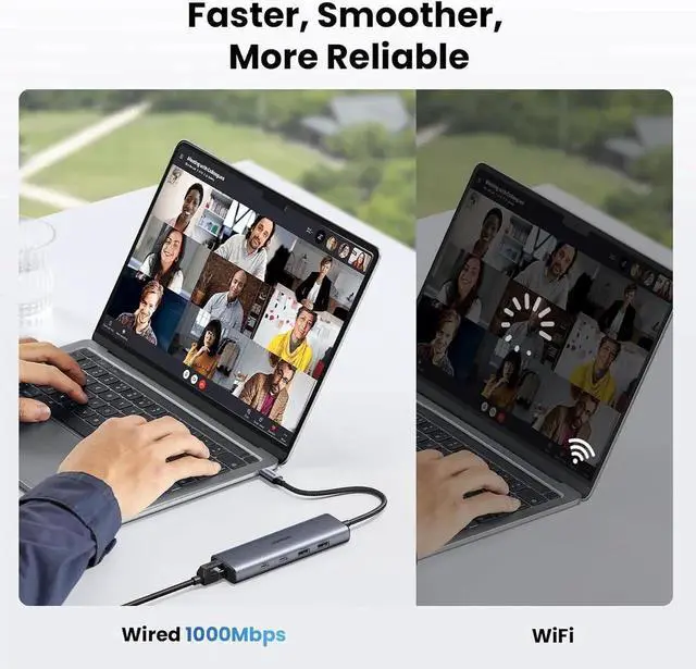 Alt view image 4 of 7 - UGREEN 6-in-1 USB C to Gigabit Ethernet Hub Dongle, USB C Multiport Adapter with 10Gbps USB-C 3.2 ×2, USB-A 3.2/2.0, RJ45 LAN, Dedicated Power Port, Compatible with MacBook, Dell XPS, USB C Laptops