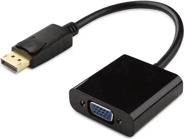 Main image of Black DisplayPort to VGA Adapter, Gold-Plated DP Male to VGA Female Video Converter, Plug and Play for Laptop PC Monitor Projector HDTV
