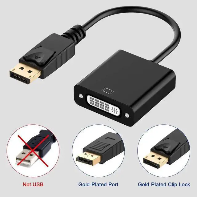 Alt view image 6 of 7 - Black DisplayPort to DVI-D Single Link Adapter, DP Male to DVI Female Video Converter, Plug and Play Compatible with HP Laptops Desktops Monitors Projectors