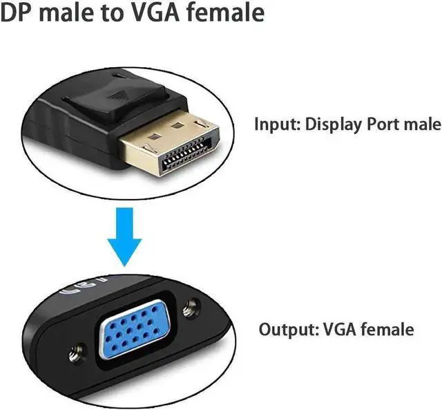 Alt view image 3 of 6 - 4-Pack DisplayPort to VGA Adapters, Gold-Plated DP Male to VGA Female Video Converters, Plug and Play for Laptop Desktop PC Monitor Projector HDTV