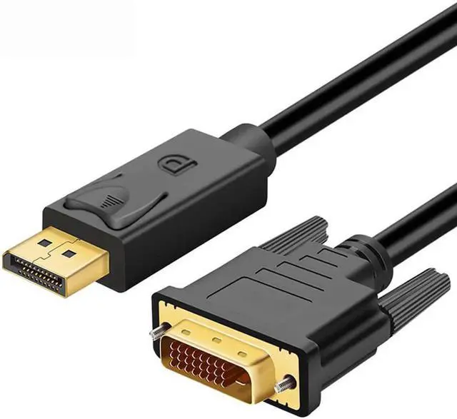 Main image of 6FT Black DisplayPort to DVI Male to Male Cable, Gold-Plated DP to DVI Cord, Plug and Play Compatible with HP Laptops Desktops DVI Monitors Projectors HDTV