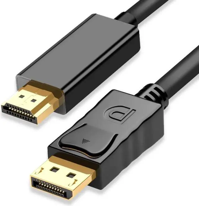 Main image of 6FT DisplayPort to HDMI Male to Male Cable, Gold-Plated DP to HDMI Cord Supports 1080P Full HD, Plug and Play for HP Laptops Desktops Monitors Projectors HDTV