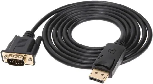 Alt view image 6 of 6 - 6FT Black Male to Male DisplayPort to VGA Cable, Gold-Plated DP to VGA Cord, Compatible with HP Laptops Desktops Old VGA Monitors Projectors