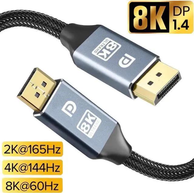 Main image of 3.3FT Grey Nylon Braided DP 1.4 Cable, Ultra High Speed DisplayPort to DisplayPort Cord Supports 8K@60Hz, 4K@120Hz HDR FreeSync G-Sync for Gaming Laptop PC TV Monitor