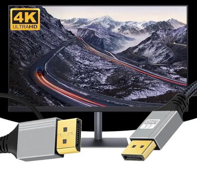 Alt view image 6 of 6 - 100cm Straight DisplayPort to DP Cable with Silver Sleeve, Supports 4K@60Hz UHD Audio Video Sync for Desktop Laptop Monitor Graphics Card