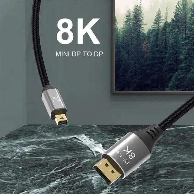 Alt view image 4 of 4 - 3.3FT/1M Bi-Directional Mini DP to DP 1.4 Cable, Supports 8K@60Hz 4K@144Hz HDR G-Sync FreeSync for MacBook Gaming Laptop Monitor Graphics Card