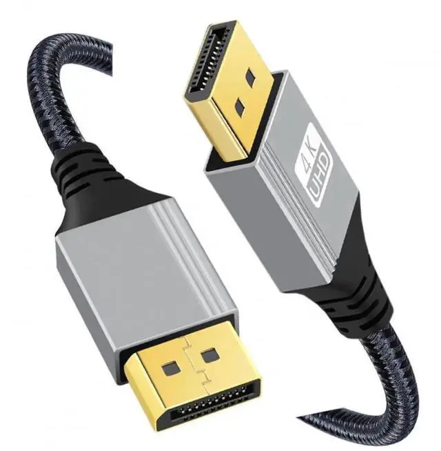 Main image of 200cm Straight DisplayPort to DP Cable with Silver Sleeve, Supports 4K@60Hz UHD Synchronized Audio Video for Desktop Laptop Monitor Graphics Card