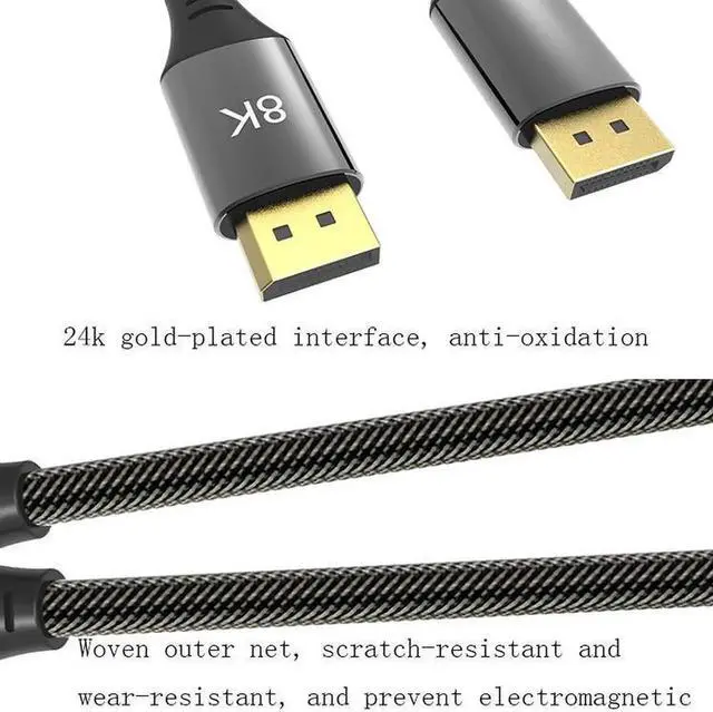Alt view image 4 of 5 - 1.5m DP 1.4 DisplayPort Cable Male to Male, 8K@60Hz 4K@144Hz 2K@240Hz High Speed DP Cord Support HDR G-Sync FreeSync for Gaming Monitor PC Laptop GPU Graphics Card