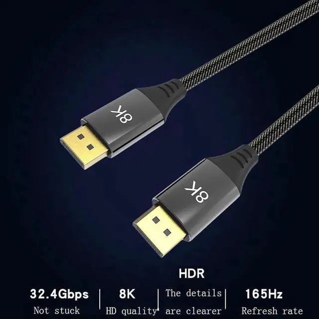 Alt view image 2 of 5 - 1.5m DP 1.4 DisplayPort Cable Male to Male, 8K@60Hz 4K@144Hz 2K@240Hz High Speed DP Cord Support HDR G-Sync FreeSync for Gaming Monitor PC Laptop GPU Graphics Card