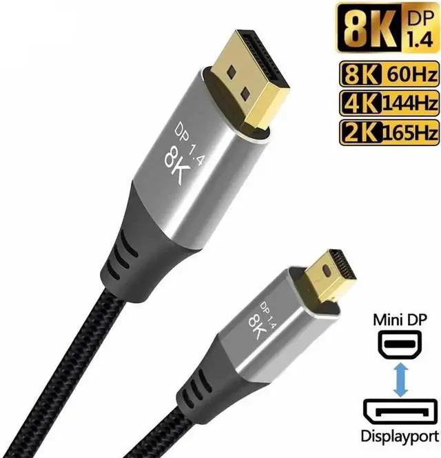 Main image of 3.3FT Bi-Directional Mini DP to DP 1.4 Cable, 8K@60Hz 4K@144Hz 2K@240Hz mDP to DisplayPort Cord Supports HDR G-Sync FreeSync for MacBook Surface Laptop Monitor TV Projector