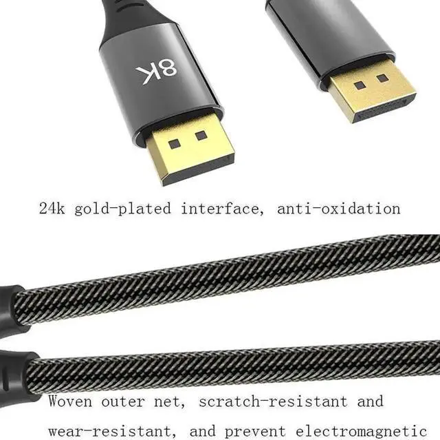 Alt view image 5 of 5 - 1.5m DP 1.4 DisplayPort Cable Male to Male, 32.4Gbps High Speed Cord Supports 8K@60Hz 4K@144Hz 2K@240Hz HDR G-Sync FreeSync for Gaming Monitor PC GPU Laptop