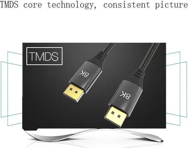 Alt view image 2 of 5 - 1.5m DP 1.4 DisplayPort Cable Male to Male, 32.4Gbps High Speed Cord Supports 8K@60Hz 4K@144Hz 2K@240Hz HDR G-Sync FreeSync for Gaming Monitor PC GPU Laptop