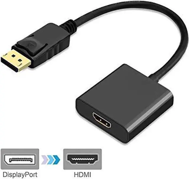Main image of Gold Plated DisplayPort Male to HDMI Female Adapter, 1080P Full HD DP to HDMI Converter Black, Plug & Play for DP Laptops Desktops to Monitor HDTV Projector