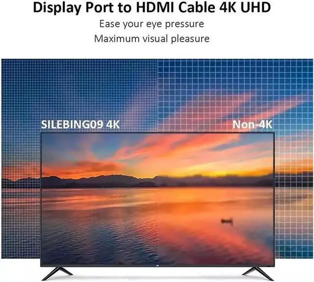 Alt view image 5 of 7 - 3.3Ft Nylon Braided DisplayPort to HDMI Cable, Uni-Directional High Speed DP Male to HDMI Male Cord, Gold Plated Supports 4K@30Hz, 2K@60Hz, 1080P@120Hz for PC Graphics Card Monitor HDTV
