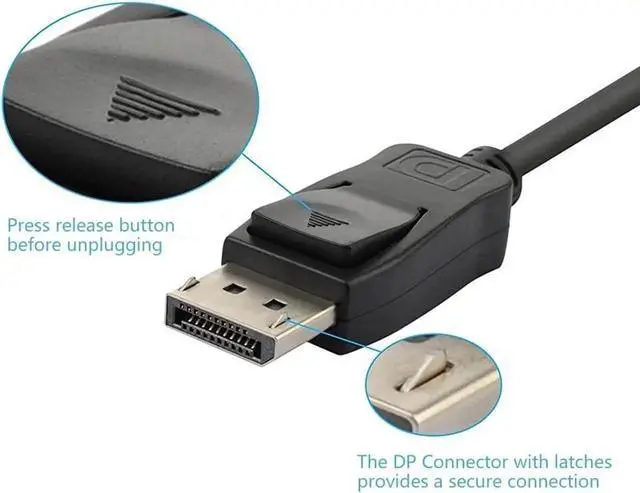 Alt view image 4 of 4 - Active DisplayPort to VGA Adapter, DP Male to VGA Female 1080P Video Converter, 24K Gold-Plated Supports 1920x1200, Black for Laptop PC Monitor Projector HDTV