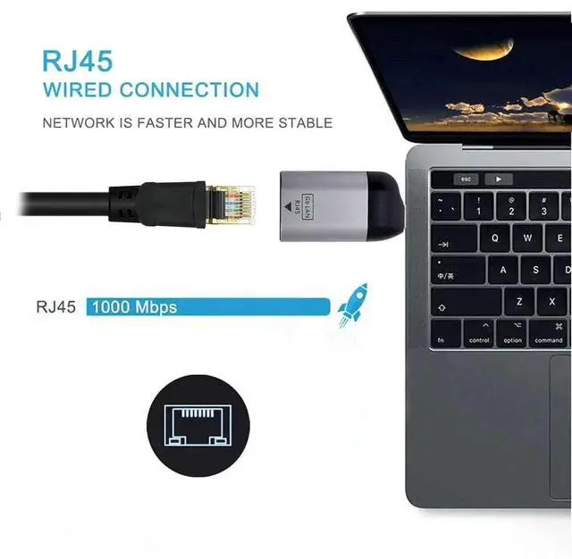 Alt view image 5 of 7 - USB C to Gigabit Ethernet Adapter, USB Type-C Gigabit RJ45 LAN Network Converter, Wired Network Dongle for USB-C Laptops