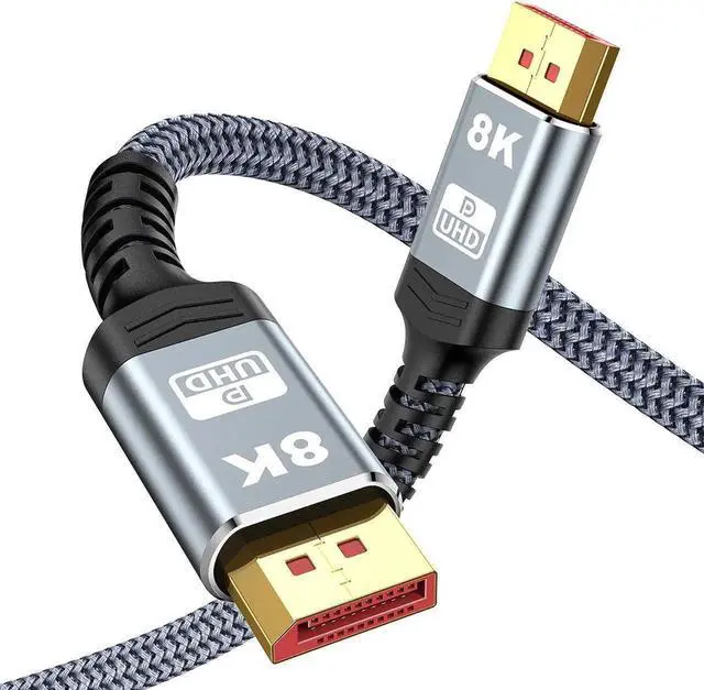 Main image of 6.6FT 8K DP 1.4 Cable Grey Nylon Braided Aluminum Alloy DisplayPort Cord Supports 8K@60Hz 4K@144Hz High Refresh Rate Compatible Gaming Monitor Laptop PC HDTV