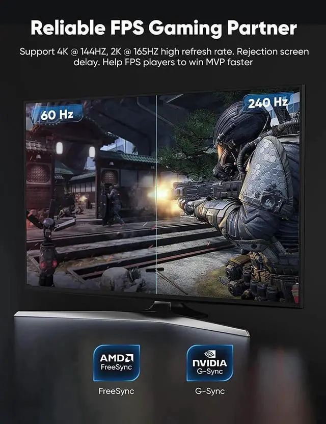 Alt view image 5 of 6 - 6.6FT 8K DP 1.4 Cable Grey Nylon Braided Aluminum Alloy DisplayPort Cord Supports 8K@60Hz 4K@144Hz High Refresh Rate Compatible Gaming Monitor Laptop PC HDTV