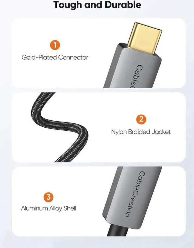 Alt view image 3 of 7 - fx-804 6FT USB C to DP 1.4 Cable, 32.4Gbps Type-C to DisplayPort Cord Supports 8K@60Hz,4K@144Hz,2K@240Hz HDR Compatible Thunderbolt 3/4,MacBook Pro/Air,Dell XPS 13/15,Surface Pro,Oculus Rift S