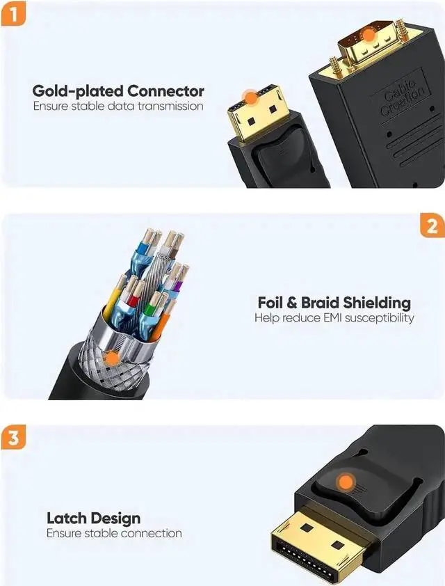 Alt view image 4 of 5 - 6FT DP to VGA Cable Bundle + 5-in-1 USB C Hub, Hub Supports 4K@60Hz HDMI, 100W PD Charging, 3×USB3.0 Ports Compatible MacBook Pro/Air, iPad Pro/Air 2020 and More Laptops