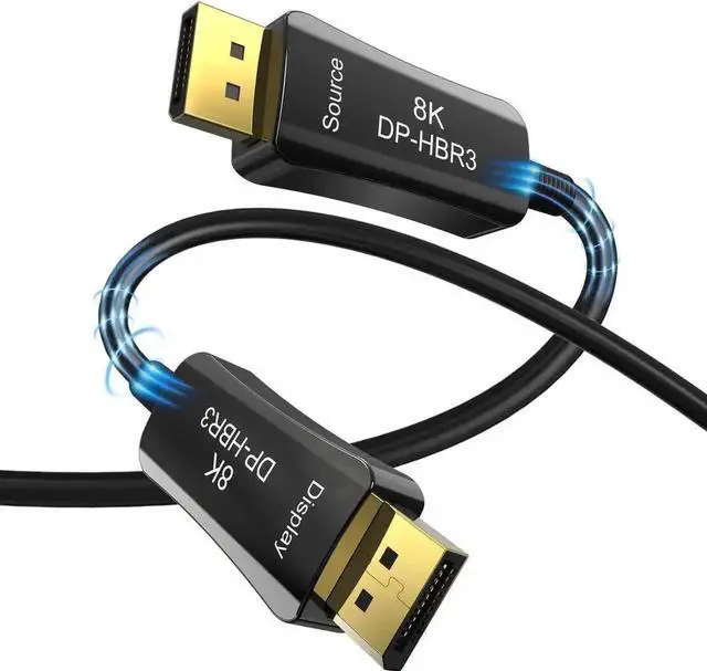 Main image of 100FT DP 1.4 Optical Fiber Cable, 32.4Gbps DisplayPort 1.4 Cord, 8K@60Hz 4K@144Hz HDR HDCP 2.2, Compatible with NVIDIA RTX 3070 3080, ASUS Dell LG Samsung Alienware Monitor, HDTV, Projector, Gaming PC
