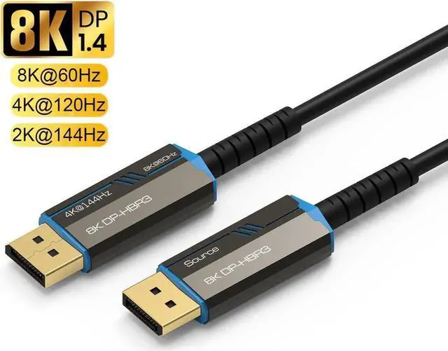 Main image of 6.6FT In-Wall Rated Fiber Optic DisplayPort 1.4 Cable, 32.4Gbps Slim DP to DP Cord Supports 8K@60Hz, 4K@144Hz for Gaming Monitor, GPU, PC, Projector