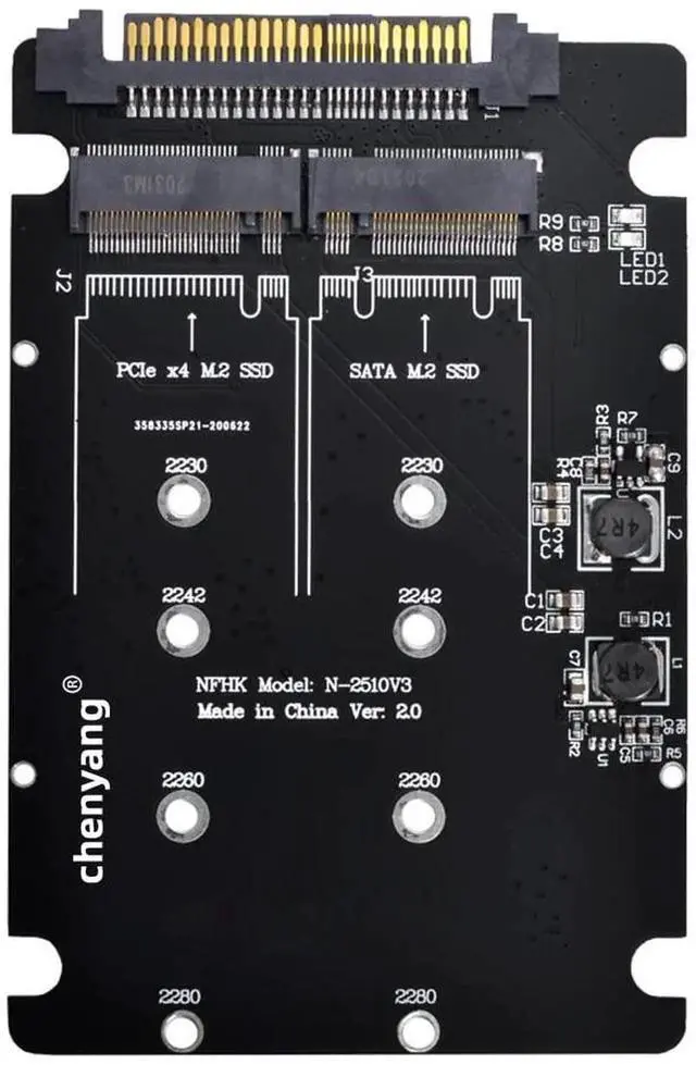 Main image of 2 in 1 Combo M.2 NVMe/NGFF SATA SSD to U.2 SFF-8639 Converter Adapter Card, Supports M Key NVMe & B Key SATA M.2 Drives, Note: NVMe to SATA Conversion Not Supported