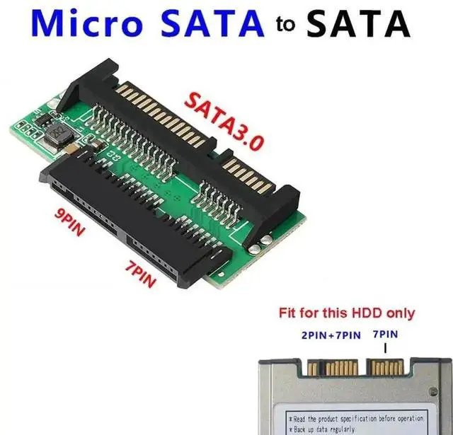 Alt view image 6 of 6 - 1.8 Inch Micro SATA 16Pin to 22Pin SATA Converter Card, Mini Micro SATA to Standard SATA Adapter for 1.8" Micro SATA SSD Storage Expansion