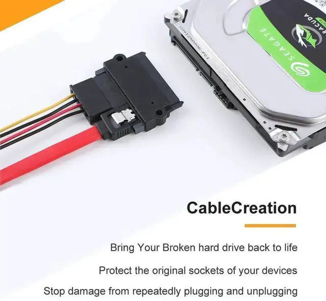 Alt view image 2 of 5 - 22Pin 7+15 SATA Male to Female Extension Adapter, Slim SATA Extender Converter for 2.5 Inch SATA HDD SSD, Black Compact Design