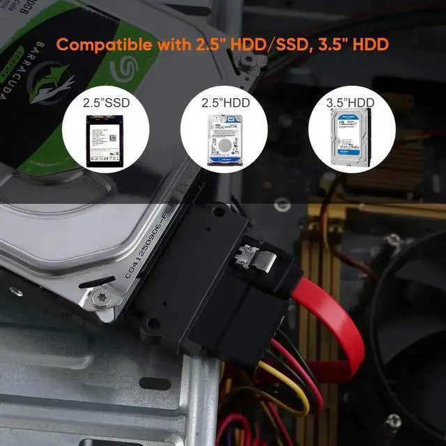 Alt view image 3 of 5 - 22Pin 7+15 SATA Male to Female Extension Adapter, Slim SATA Extender Converter for 2.5 Inch SATA HDD SSD, Black Compact Design