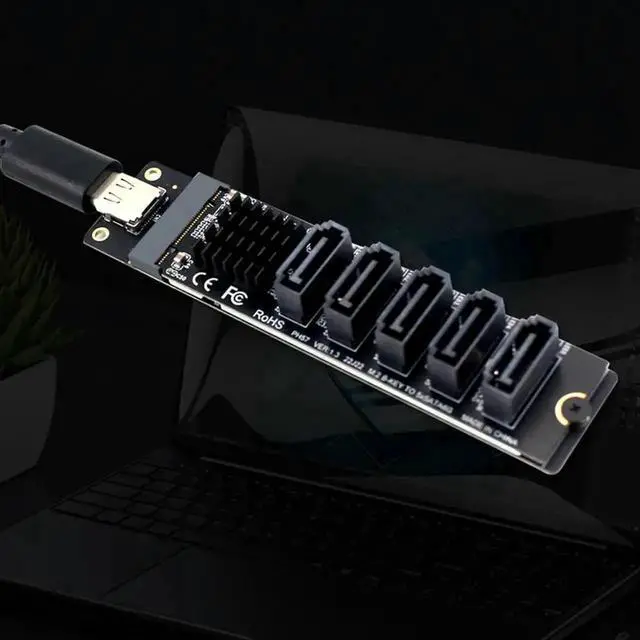 Alt view image 2 of 3 - USB-C to 5-Port SATA III 6Gbps Expansion Adapter Card with JM575+JMS580 Dual Chips, Multi Channel SATA 3.0 Expander for SATA HDD SSD Storage Expansion