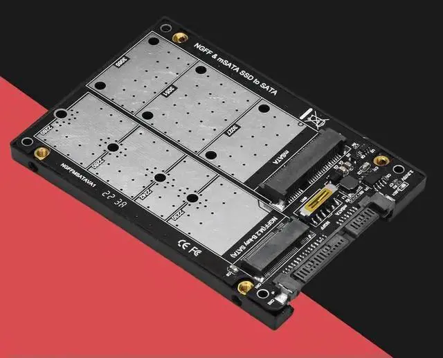 Alt view image 2 of 3 - 2-in-1 mSATA & M.2 NGFF B-Key to SATA III 6Gbps Adapter Card, Dual Slot SATA 3.0 Converter for mSATA and SATA M.2 SSDs, Plug and Play for PC Laptop Storage Expansion