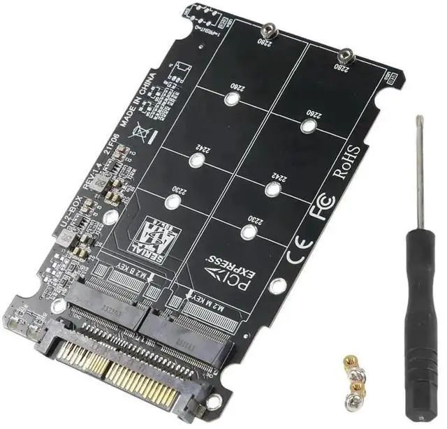 Main image of 2 in 1 M.2 to U.2 Adapter, M.2 NVMe M-Key & SATA B-Key NGFF SSD to PCIe U.2 SFF-8639 Converter PCB Card, High Speed PCIe4.0 x4 Storage Adapter for Desktop PC Server Workstation